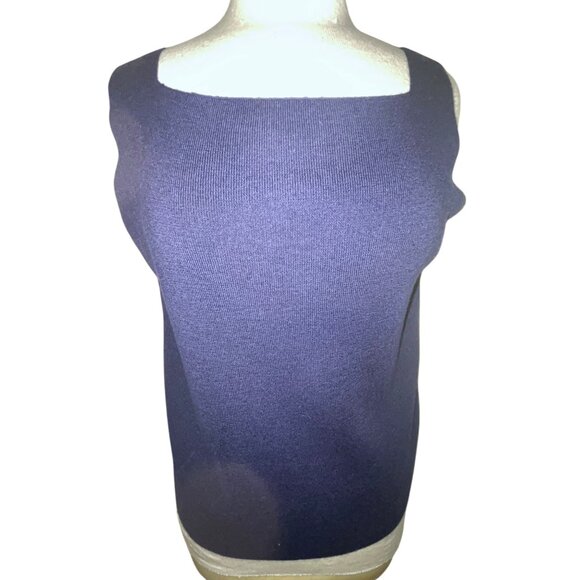Eileen Fisher Womens Wool Sleeveless Navy Blue Knit Top Size L - Picture 5 of 7